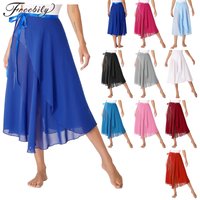 Womens Ballet Dance Wrap Chiffon Skirt Maxi Long Split Skirt Dancewear Tutu Skate Skirt Ballerina Lyrical Dance Dresses