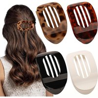 4 PCS Flat Hair Clips, Round Lay Down Hair Claw Clips for Women Girls, Comfortable Curved Flat Clips for Thick Thin Hair