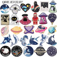Fantasy Universe Space Collection Enamel Pins Sci-Fi Space UFOs Planets Robot Astronauts Cat Spaceship Brooch Badge Jewelry Gift