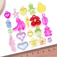 100pcs Transparent Acrylic Charms 3D Fruit, Heart, Marine Life Pendants for DIY Bracelet Necklace Jewelry Making Accessory