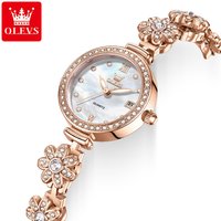 OLEVS 5699 Modische Armbanduhren für Damen, Original Diamant-Stahlarmband, Wasserdicht, Datum, Luxus-Quarzuhr für Damen, Geschenksets