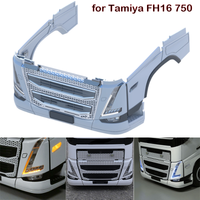 Cockpit Center Grille Kit with Headlights 1/14 RC Truck for SCANIA Tamiya for VOLVO FH16 750 Model Car DIY Parts