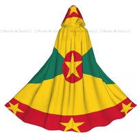 Adult Cloak Cape Hooded Grenada Flag Medieval Costume Witch Wicca Vampire Elf Purim Carnival Party