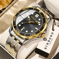 BINBOND Luxury quartz watch for men wave of sea auto day luminous waterproof men's watch business sport fashion casual reloj