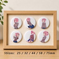 CUTE DDLC N-Natsuki Badges Creative Tinplate Button Pins Brooch Badge Clothes Backpack Gifts for Kids