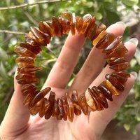 Natrural Genuine Amber Drop Bracelet Irregular Chips Beads , Rought Size 7mm-10mm,For Women Bracelets Gift