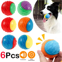 6Pcs Squeaky Sound Ball Toys Dogs Interactive Toys TPR Pet Tooth Ball New Grinding and Cleaning Ball Bite Resistant Rubber Sound