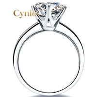 Cynlo Jewelry 0.6-2CT 5.5-8.0mm D Color Solitaire Moissanite Diamond Ring 14K White Gold Engagement Ring Test Positive Lab Creat