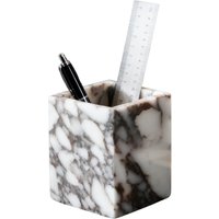 Calacatta Violet Marble Box Organizer, Natural Stone Desktop Holder for Pens, Utensils & Makeup Brushes Storage