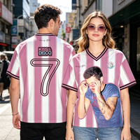 Harry Styles Pink Stripe Soccer Jersey Summer Oversized Quick Dry Breathable Pop Fan Streetwear Casual Outfit Family Kids Tees