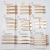 3pcs Korean Simple Metal Hairpins for Women Hollow Out Bangs Side Clip Gold Color Hairgrip Broken Hair Accessories