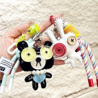 Creative Funny Leather Keychain Button Eye Animal Cartoon Keychain Exquisite Bag Ornament Dolls Pendant Gift