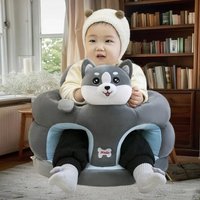 Adorable 1 Piece Plush Animal Design Baby Seat Cover; Soft and Cozy Cotton Sofa Cover without Filling