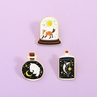 Starry Sky Magic Bottle Animal Enamel Pins 3Pcs Fox Bear Whale Brooch Lapel Badge Perfect For Teen Girls Nature Lovers Bag Decor