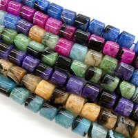 14x13mm Multicolor Uruguayan Agates Quartz Druzy Cylinder Loose Spacer Stones Crystals for DIY Gemstone Handicrafts Accessories