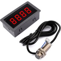 Speed Measuring Instrument 4 Digital DC 8-24V LED Tachometer Gauge RPM Speed Meter + Hall Proximity Switch Sensor NPN For Motor