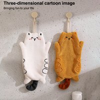 {MX} Cute Cat Coral Fleece Hand Towel Absorbent Quickly Dry Kitchen Wipe Dishwashing Cloth Bathroom Hanging Towels