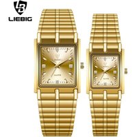 LIEBIG Luxury Stainless Steel Bracelet Quartz Watches Male Ladies Clock Fashion Golden Wristwatches Mens Women Relogio Masculino