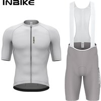 INBIKE Pro Men's Cycling Suit Short Sleeve Jersey Bib Shorts with Pockets Breathable Summer Road Bike Bicycle Clothing Quick Dry