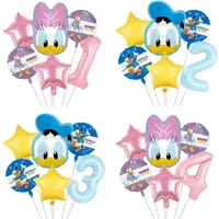 Cartoon Donald Number Duck Daisy Aluminum Film Balloon Set Spherical DIY Birthday Arrangement Party Decoration Balloons Kawaii