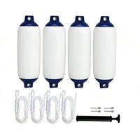 4-Pack G0 Boat Fender Set 4.5x16 Inch Mini Inflatable Bumper Kit with Ropes & Pumps for Kayaks Small Yachts Dinghies Docking