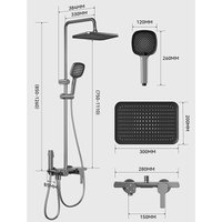4-way Rainlfall Showers System Set Wall Mounted Bathroom Shower Faucet Set Grey Aluminum Shower Mixer Crane with Hand Shower Set