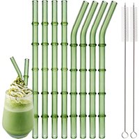 5/10Pcs Reusable Drinking Straw Green Glass Straws Eco-friendly High Borosilicate Glass Straw Glass Tube Party Bar Drinkware