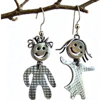Vintage Delicate Handmade Couple Silvery Dangle Earrings for Women Fashion Unique Style Festival Anniversary Jewelry Accessories