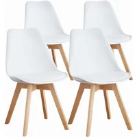 Dining Kitchen Mid-Century Modern Chairs with Wood Legs and PU Leather Cushion for Living Room Bedroom Outdoor Lounge