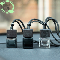 (BBQ4)Dyed Square Cap Black Cap Empty Bottle Car Essential Oil Diffuser Fragrance Air Freshener Scent Perfume Bottle Ornament