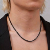 Vnox Black Sliver Gold Color Stainless Steel Chain Necklace 3mm Width Basket Link Collarbone Chain Jewelry Gift for Men Women