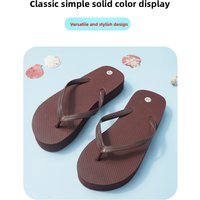 2026 Pure Color Women's Thick Heel Sandals Slip-On Summer Beach Travel Casual Rubber Foam Sole PVC Upper Thong Slippers