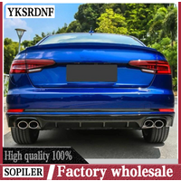 ABS Rear Bumper Lip Diffuser Spoielr Exhaust for Audi A4 B9 S4 Sline 2016-2019 Car Styling