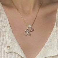 26 Letters Zircon Charm Necklace New Fashion Trendy Zircon Heart Pendant Necklace for Women Girls Jewelry Chain Necklace Gifts