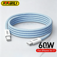 NNBILI Type C to Type C Cable Fast Charge Data Cable 60W For phone 17 Pro Huawei Samsung Xiaomi USB C Weaving Data Line Charging