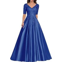Customized A Line Women Evening Dresses Satin Appliques V Neck Prom Party Gowns Formal Occasion robes de soirée