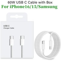 Original PD 60W USB-C Type C Fast Charging Cable For iPhone 17 16 15 Pro Max Braided Wire For Huawei Xiaomi Samsung Google