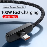 100W 6A USB Type C Fast Charging Data Cable Elbow Braided Android Phone for Samsung S25 Huawei Xiaomi Data transfer Charge Cord