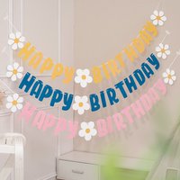 Kleine Daisy Blume INS Glücklich Geburtstag Brief Nicht-woven Flagge Geburtstag Party Dekoration Für Kinder Szene Layout Banner Farbe banner