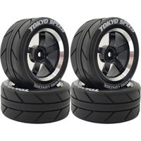1/10 On Road Racing Tires And 5-Spoke Aluminum Wheels 12mm Hex OD 2.56" For 1:10 Rally Street Drift Car Tamiya TT01 TT02 XV01