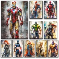 1pc frameless Diamond painting Marvel Movie Art Poster Spider Man Iron Man Deadpool Diamond Painting Classic Anime Character M