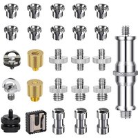 26Pcs 1/4" to 3/8" Female Screw Convert Adapter Spigot Stud Male Adapter Metal Screw Flash Light Tripod Camera Accessories
