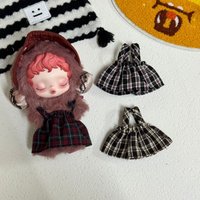Long-Legged Kitty Dress 10cm Doll Clothing Christmas Plaid Halter Dress Mini Doll Outfit Doll Dress Clothing Suitable for labubu