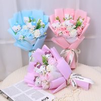 Urocze lalki kotki Hello Kitty z sztucznymi kwiatami, kreatywny bukiet, prezenty na Boże Narodzenie, Walentynki, urodziny, ukończenie szkoły.