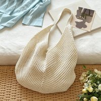 Fashion Women's Hollow Woven Shoulder Bags Large Capacity Knitting Underarm Bag Solid Crochet Tote Summer Mesh Beach Bag