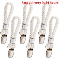 4/6PCS Bathroom Towel Clips Braided Multipurpose Cloth Hanger Bathroom Cotton Loop Towel Clip Metal Clamp Kitchen Home Storage