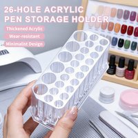 Transparent 26 Holes Acrylic Nail Brushes Storage Holder Makeup Pen Organizer Nail Tools Showing Shelf Multi-Function Storage St