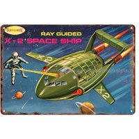1970s THUNDERBIRDS RAY GUIDED X-2 SPACE SHIP TOY metal tin sign cute home decor