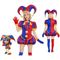 Girl Anime Cartoon Pomni Raghata Jax Caine Cosplay Costume Amazing Digital Circus Cosplay Clown Jumpsuit Boys Halloween Suit