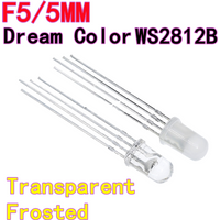 100PCS High-brightness WS2812B Through-Hole LED Bead F5 RGB Built-in IC 5V Programmable 5mm Dream Color Full-Color Transparent
